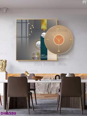 File tranh gốc File tranh đồng hồ tráng gương kiểu mới DH4580 (bản quyền) độc đáo