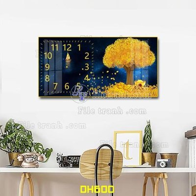 File tranh gốc File tranh đồng hồ tráng gương DH600 (bản quyền) độc đáo