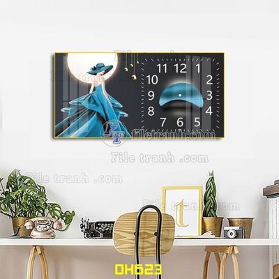 File gốc File tranh đồng hồ tráng gương DH623 (ảnh rõ nét) để in