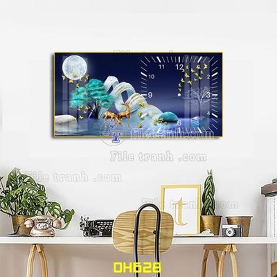 File ảnh File tranh đồng hồ tráng gương DH628 (gốc) dùng in Pano
