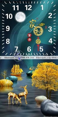 Download file gốc tranh đồng hồ DH7011 (in lụa) cao cấp