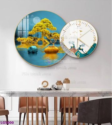 File gốc File tranh đồng hồ tráng gương tròn lồng ghép LG5000 (in mica) cắt laser