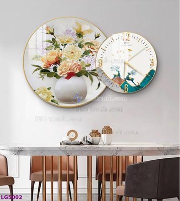 File gốc File tranh đồng hồ tráng gương tròn lồng ghép LG5002 (cho in UV) siêu nét