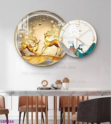 File ảnh File tranh đồng hồ tráng gương tròn lồng ghép LG5024 (gốc) in quảng cáo ngoài trời