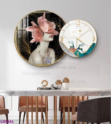 Download file File tranh đồng hồ tráng gương tròn lồng ghép LG5041 (gốc) in mica ốp bếp