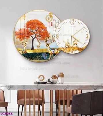 File gốc File tranh đồng hồ tráng gương tròn lồng ghép LG5055 (in 3D) cho trang trí