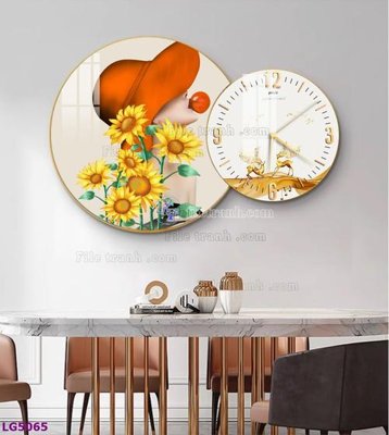 Hình ảnh file gốc in lụa File tranh đồng hồ tráng gương tròn lồng ghép LG5065