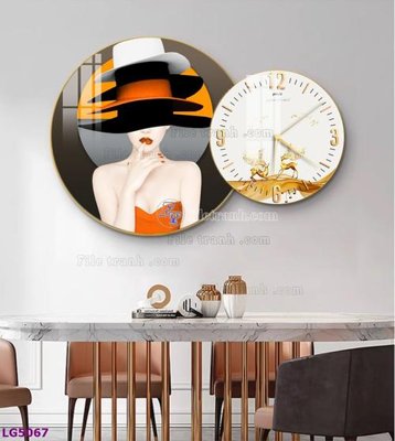 File gốc File tranh đồng hồ tráng gương tròn lồng ghép LG5067 (chủ đề hiện đại) trang trí