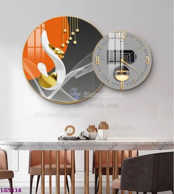 File in trần File tranh đồng hồ tráng gương tròn lồng ghép LG5116 (file gốc) xuyên sáng