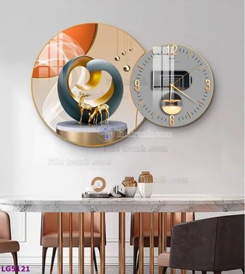 File in mica File tranh đồng hồ tráng gương tròn lồng ghép LG5121 (bản gốc) sắc sảo