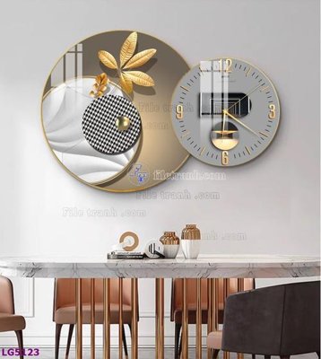 File in trần File tranh đồng hồ tráng gương tròn lồng ghép LG5123 (bản gốc) trời sao