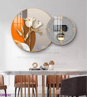 Tải file File tranh đồng hồ tráng gương tròn lồng ghép LG5132 (ảnh gốc) file AI/EPS