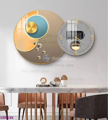 Tải file File tranh đồng hồ tráng gương tròn lồng ghép LG5135 (gốc) chủ đề phong thủy