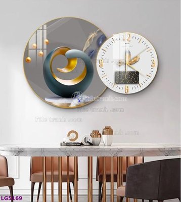 File tranh File tranh đồng hồ tráng gương tròn lồng ghép LG5169 (gốc) in film