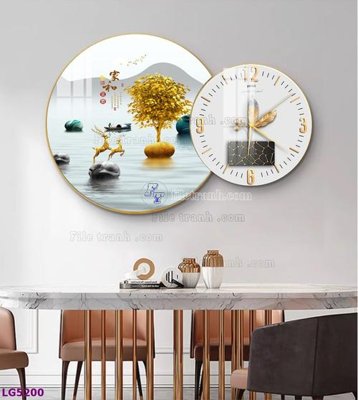 File gốc File tranh đồng hồ tráng gương tròn lồng ghép LG5200 (PNG) nền trong suốt