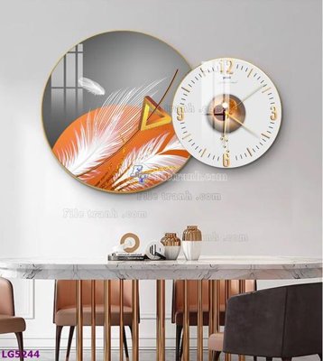 Download file gốc File tranh đồng hồ tráng gương tròn lồng ghép LG5244 (in lụa) nghệ thuật