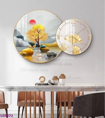 File in ấn cao cấp File tranh đồng hồ tráng gương tròn lồng ghép LG5272 (file gốc)