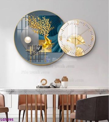 Ảnh gốc File tranh đồng hồ tráng gương tròn lồng ghép LG5295 (độ nét cao) in mica