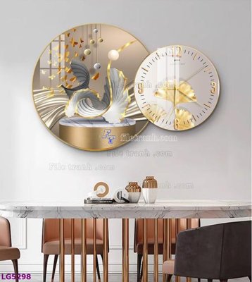 File tranh trang trí File tranh đồng hồ tráng gương tròn lồng ghép LG5298 (tải file gốc)