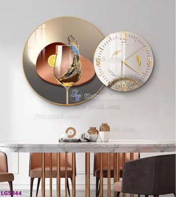 Ảnh gốc File tranh đồng hồ tráng gương tròn lồng ghép LG5344 (nét căng) in mica