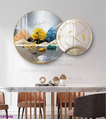 File in ấn cao cấp File tranh đồng hồ tráng gương tròn lồng ghép LG5346 (file gốc)