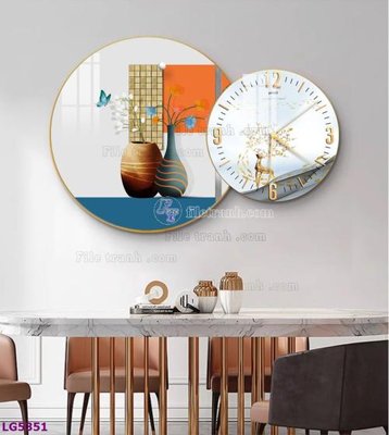 Hình ảnh file gốc in lụa File tranh đồng hồ tráng gương tròn lồng ghép LG5351