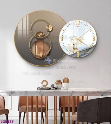 File gốc in ấn File tranh đồng hồ tráng gương tròn lồng ghép LG5355 độ phân giải cao