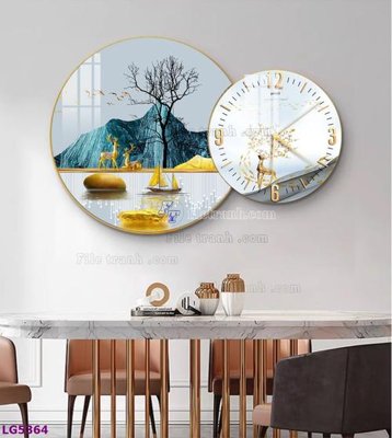 Tải file gốc File tranh đồng hồ tráng gương tròn lồng ghép LG5364 (để in lụa)