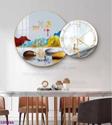 File gốc File tranh đồng hồ tráng gương tròn lồng ghép LG5366 (in mica) làm bảng hiệu