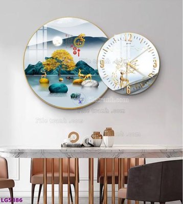 Tải xuống file tranh gốc File tranh đồng hồ tráng gương tròn lồng ghép LG5386 (PSD/TIFF)