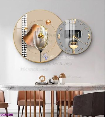 File tranh File tranh đồng hồ tráng gương tròn lồng ghép LG5408 (bản gốc) trang trí văn phòng