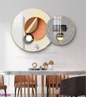 Tải file File tranh đồng hồ tráng gương tròn lồng ghép LG5424 (gốc) làm file quảng cáo