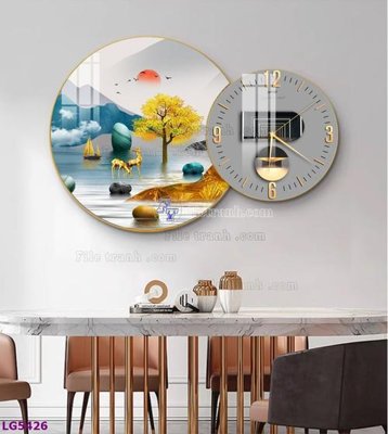 File tranh in mica File tranh đồng hồ tráng gương tròn lồng ghép LG5426 (độ phân giải cao)