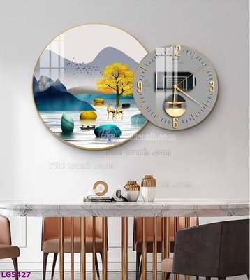 File gốc File tranh đồng hồ tráng gương tròn lồng ghép LG5427 (PNG) không nền chất lượng