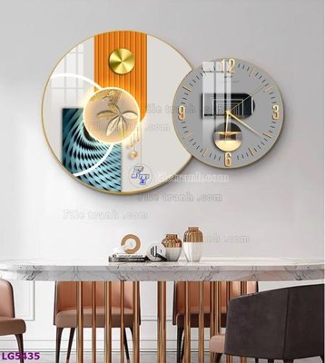 File tranh File tranh đồng hồ tráng gương tròn lồng ghép LG5435 (gốc) chủ đề con người