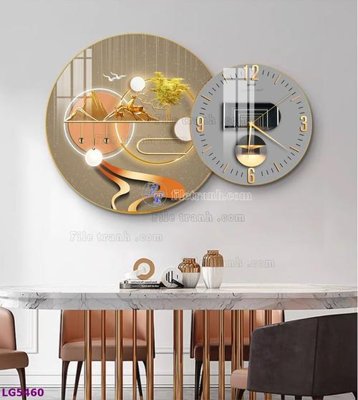 File tranh File tranh đồng hồ tráng gương tròn lồng ghép LG5460 (gốc) chủ đề tĩnh vật