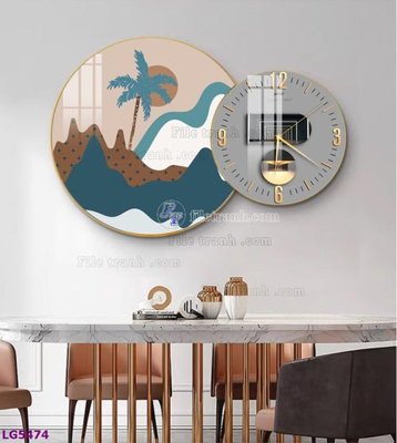 File in lụa File tranh đồng hồ tráng gương tròn lồng ghép LG5474 (tân cổ điển) File tranh đồng hồ tráng gương tròn lồng ghép LG5474