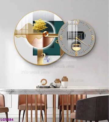 File gốc File tranh đồng hồ tráng gương tròn lồng ghép LG5484 (trang trí) phòng làm việc