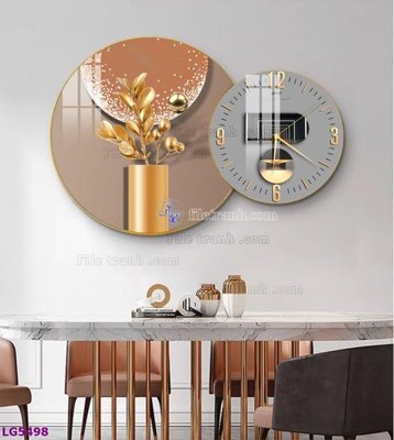 Tải file File tranh đồng hồ tráng gương tròn lồng ghép LG5498 (gốc) làm file thiết kế