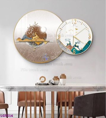 Tải file File tranh đồng hồ tráng gương tròn lồng ghép LG5516 (ảnh gốc) in tranh kính