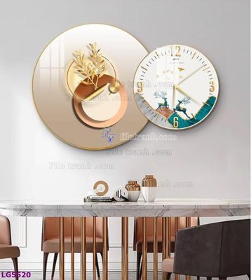 Tải file File tranh đồng hồ tráng gương tròn lồng ghép LG5520 (gốc) in nhanh