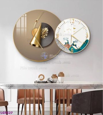 File gốc File tranh đồng hồ tráng gương tròn lồng ghép LG5527 (trang trí) phòng trẻ em