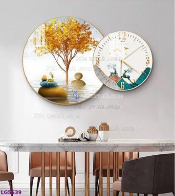 Download file File tranh đồng hồ tráng gương tròn lồng ghép LG5539 (chuẩn in) chất lượng cao