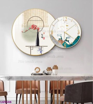 File in mica File tranh đồng hồ tráng gương tròn lồng ghép LG5546 (bản gốc) sắc sảo