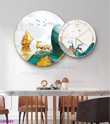 File tranh File tranh đồng hồ tráng gương tròn lồng ghép LG5557 (ảnh gốc) chi tiết rõ ràng