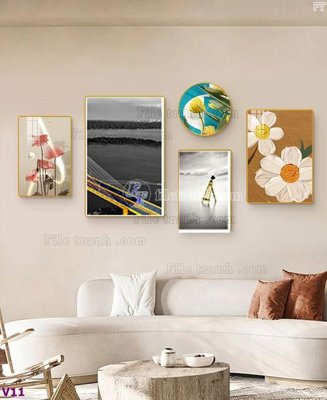 File PSD File tranh đồng hồ nhiều tấm V11 (gốc) cho designer