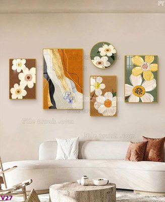 File tranh File tranh đồng hồ nhiều tấm V27 (bản gốc) treo tường