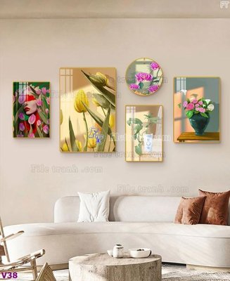 File in trần File tranh đồng hồ nhiều tấm V38 (bản gốc) trời sao