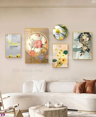 Tải file gốc File tranh đồng hồ nhiều tấm V9 (in bạt) quảng cáo