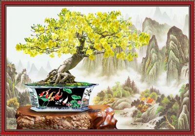 File tranh File tranh chậu mai bonsai 404BS (gốc) in backlit film